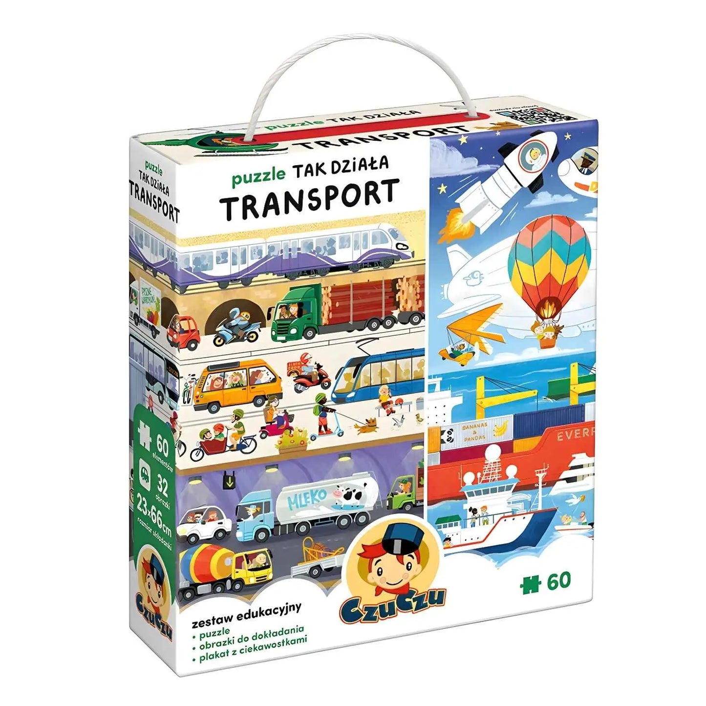Puzzle Tak działa transport CzuCzu 4+ edukacyjne dla dziecka z pojazdami