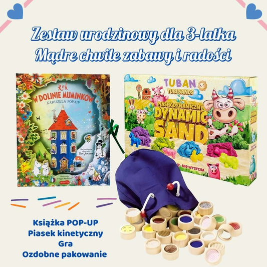 Zestaw urodzinowy dla 3-latka – Mądre chwile zabawy i radości jako gotowy prezent edukacyjny dla dziecka w ozdobnym opakowaniu