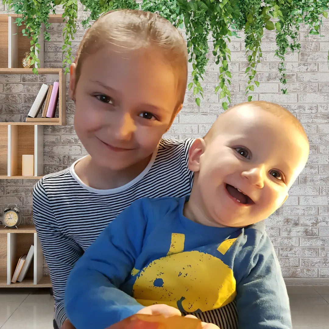 Grafika przedstawiająca dzieci - chłopczyka i dziewczynkę.