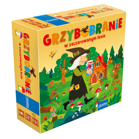 Opakowanie gry "Grzybobranie w zaczarowanym lesie" od firmy Granna.