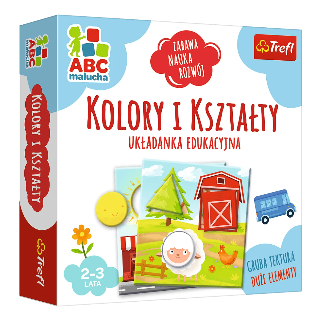Okładka układanki edukacyjnej "Kolory i Kształty" od firmy Trefl.