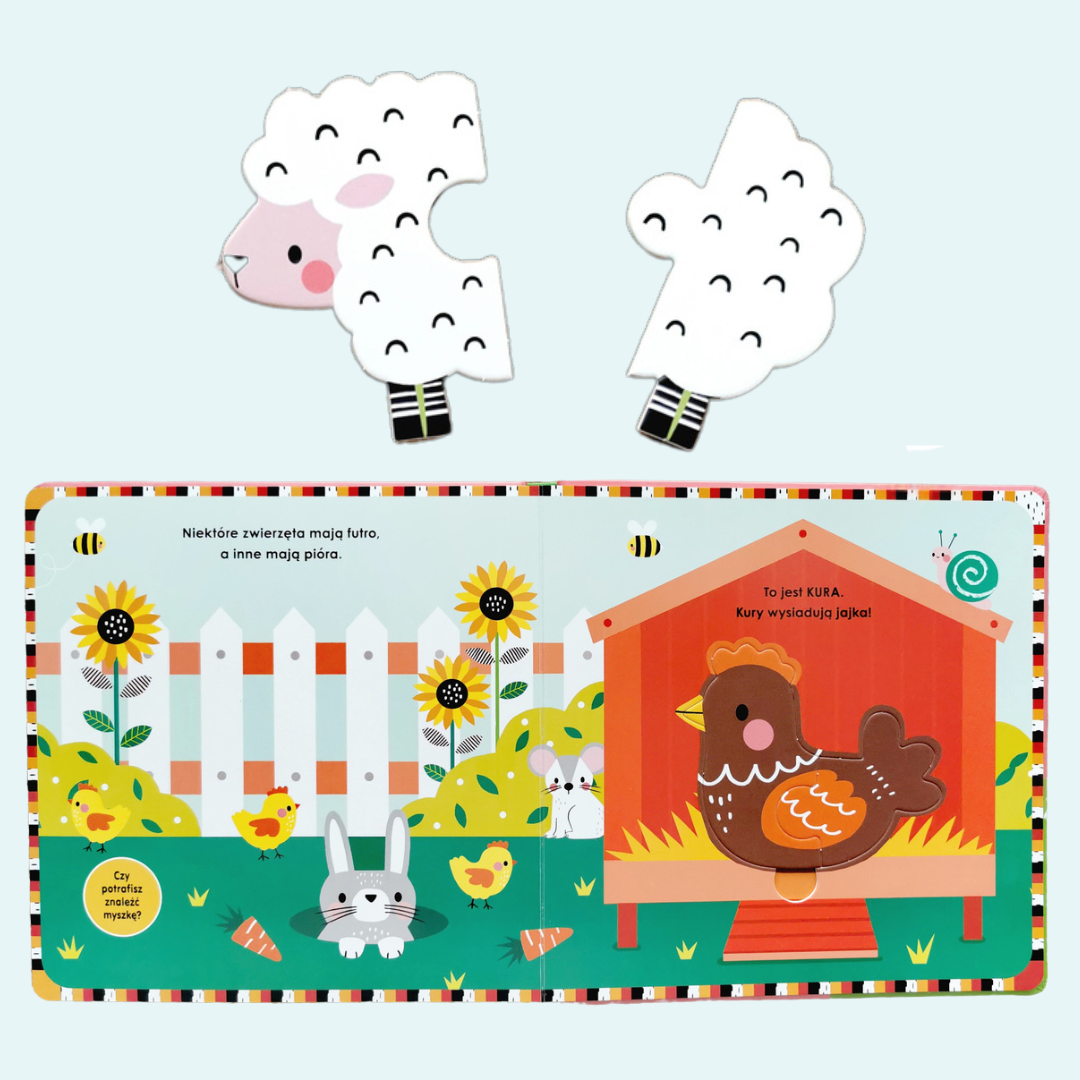 Ilustracje książki pt. "Na wsi - Układam Puzzle" od firmy Harperkids.