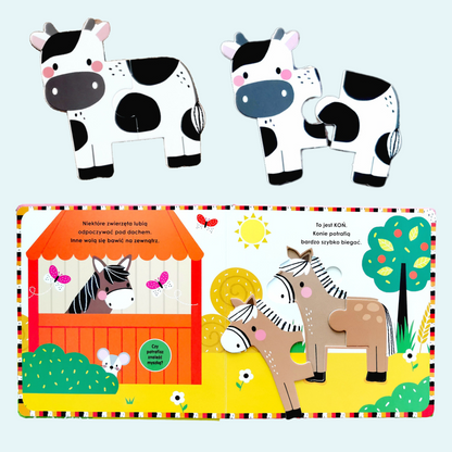 Ilustracje książki pt. "Na wsi - Układam Puzzle" od firmy Harperkids.