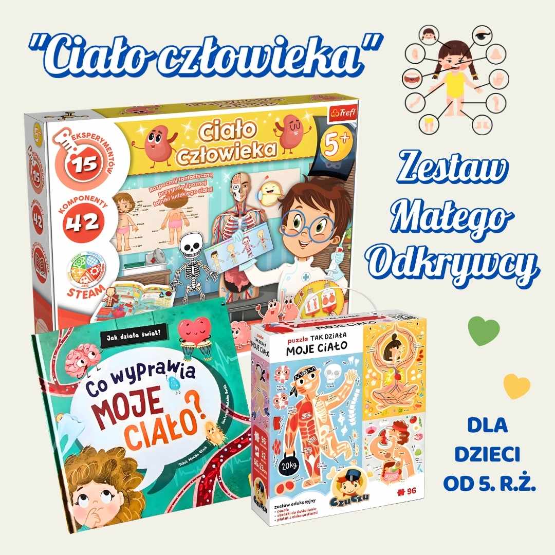 Edukacyjny zestaw prezentowy Ciało człowieka dla dzieci 5+ Kraina Milusi