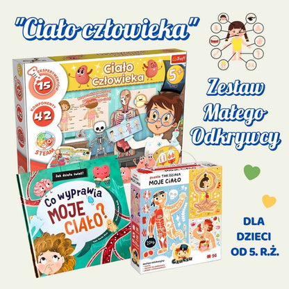 Edukacyjny zestaw prezentowy Ciało człowieka dla dzieci 5+ Kraina Milusi