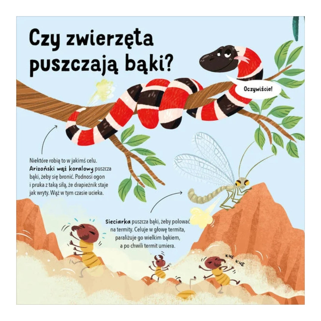 Ilustracja z książki „Jak działa świat. Co się dzieje z moją kupą?” pokazująca, jak działa układ pokarmowy dziecka