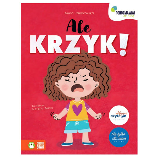 Okładka książki Ale Krzyk – seria Porozmawiaj ze Mną, dziecko z szeroko otwartymi ustami w geście krzyku, ilustracja pełna emocji.