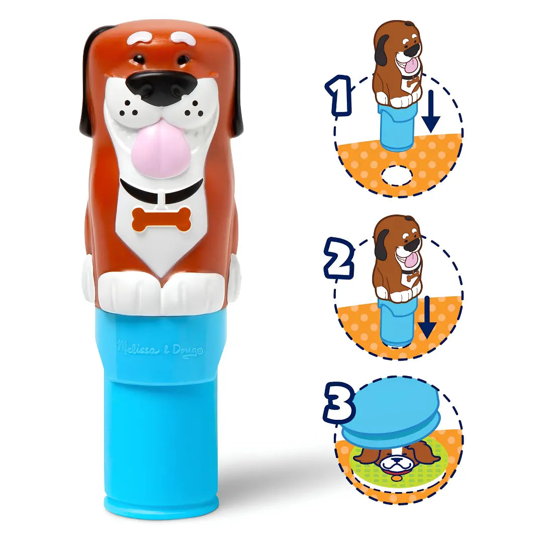 Melissa & Doug Sticker WOW! Piesek – Świat Naklejek 3+ – stempelek w kształcie pieska.