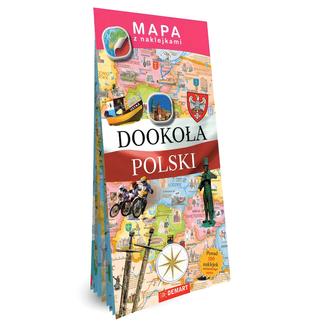 Dookoła Polski – mapa z naklejkami dla dzieci 3+ Wydawnictwo Demart