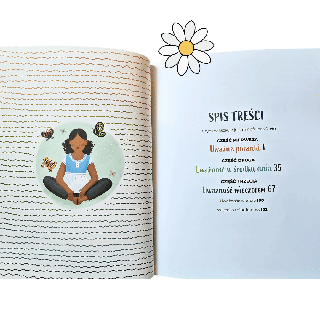 „Mindfulness dla dzieci w 10 minut”  książka z ćwiczeniami Maury Bradley od ToTamto - spis treści.